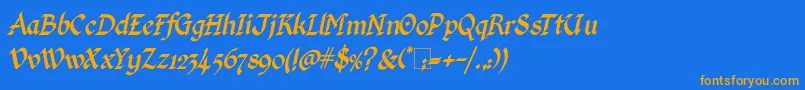 KingthingsCalligraphicaItalic Font – Orange Fonts on Blue Background