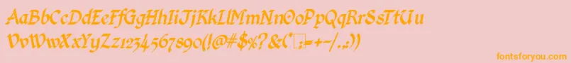 KingthingsCalligraphicaItalic-Schriftart – Orangefarbene Schriften auf rosa Hintergrund