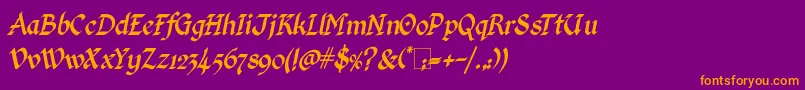 KingthingsCalligraphicaItalic Font – Orange Fonts on Purple Background