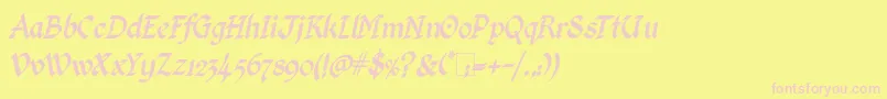 KingthingsCalligraphicaItalic Font – Pink Fonts on Yellow Background