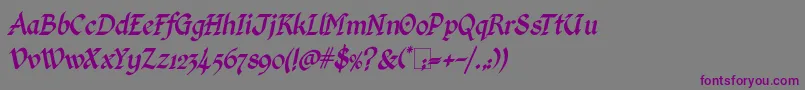 KingthingsCalligraphicaItalic-fontti – violetit fontit harmaalla taustalla