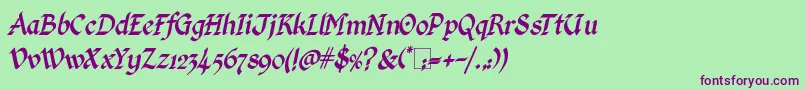 KingthingsCalligraphicaItalic-Schriftart – Violette Schriften auf grünem Hintergrund