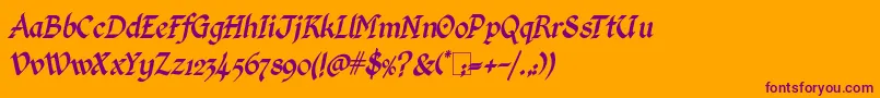 fuente KingthingsCalligraphicaItalic – Fuentes Moradas Sobre Fondo Naranja
