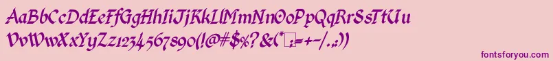 KingthingsCalligraphicaItalic-Schriftart – Violette Schriften auf rosa Hintergrund