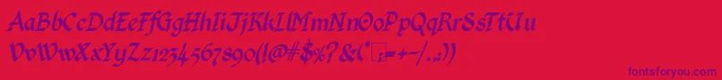 Police KingthingsCalligraphicaItalic – polices violettes sur fond rouge