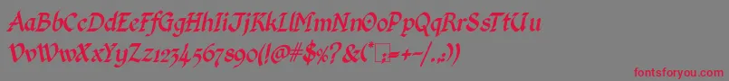 KingthingsCalligraphicaItalic-Schriftart – Rote Schriften auf grauem Hintergrund