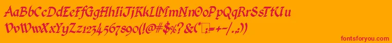 Weitere Informationen zur KingthingsCalligraphicaItalic-Schriftart KingthingsCalligraphicaItalic-Schriftart – Rote Schriften auf orangefarbenem Hintergrund