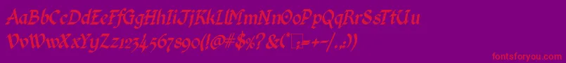 Police KingthingsCalligraphicaItalic – polices rouges sur fond violet