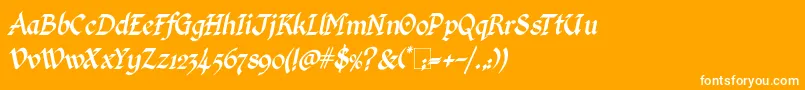 Czcionka KingthingsCalligraphicaItalic – białe czcionki na pomarańczowym tle