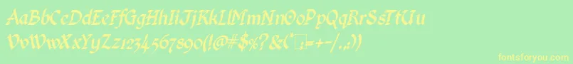 Шрифт KingthingsCalligraphicaItalic – жёлтые шрифты на зелёном фоне