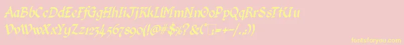 KingthingsCalligraphicaItalic Font – Yellow Fonts on Pink Background