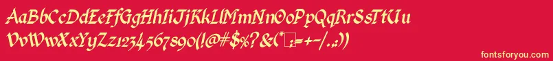 KingthingsCalligraphicaItalic Font – Yellow Fonts on Red Background