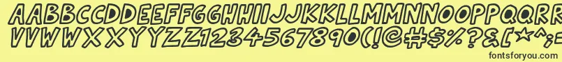 Natural Toons Italic Font – Black Fonts on Yellow Background