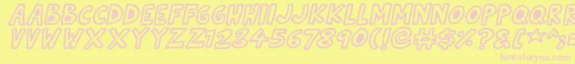 Natural Toons Italic Font – Pink Fonts on Yellow Background