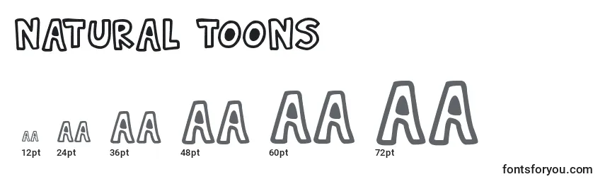 Natural Toons Font Sizes