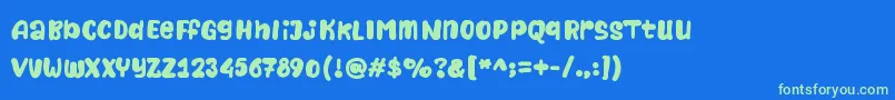 Naturalistic Playground Font – Green Fonts on Blue Background