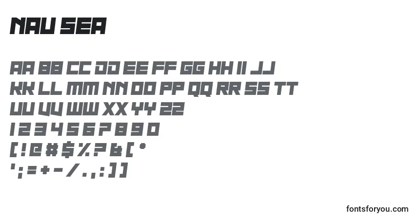 Czcionka Nau Sea – alfabet, cyfry, specjalne znaki