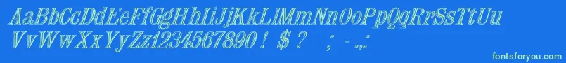 Nauert Italic Font – Green Fonts on Blue Background