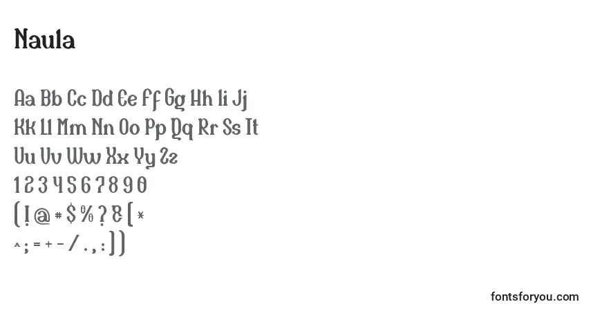 Schriftart Naula (135363) – Alphabet, Zahlen, spezielle Symbole