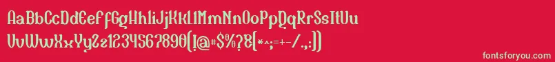 フォントNaula – 赤い背景に緑の文字