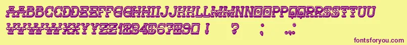Шрифт Nautica3D Italic – фиолетовые шрифты на жёлтом фоне