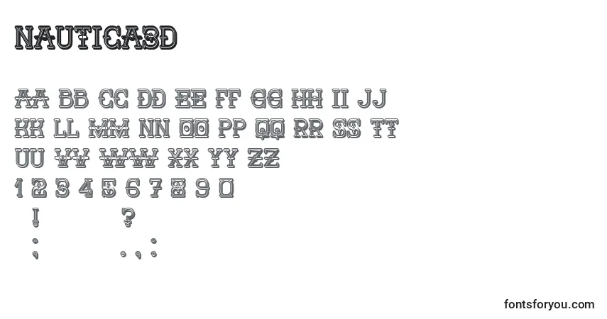 Czcionka Nautica3D – alfabet, cyfry, specjalne znaki