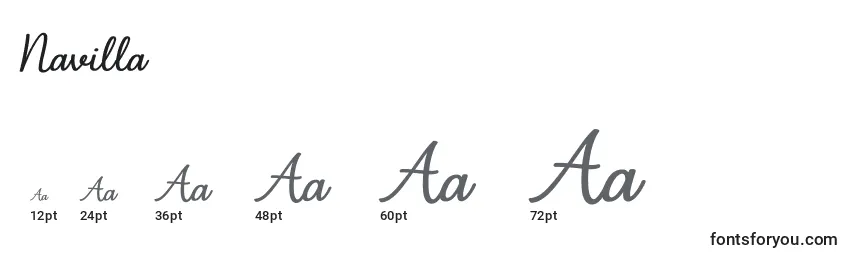 Размеры шрифта Navilla