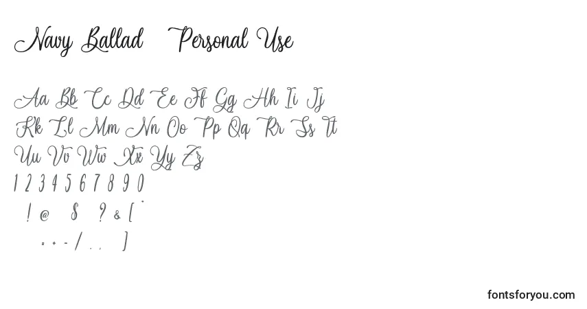 Schriftart Navy Ballad   Personal Use – Alphabet, Zahlen, spezielle Symbole