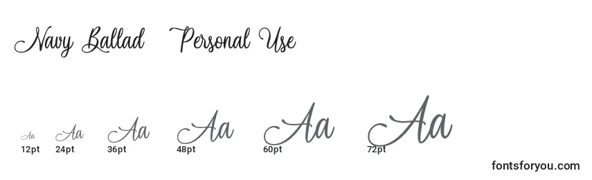 Navy Ballad   Personal Use Font Sizes
