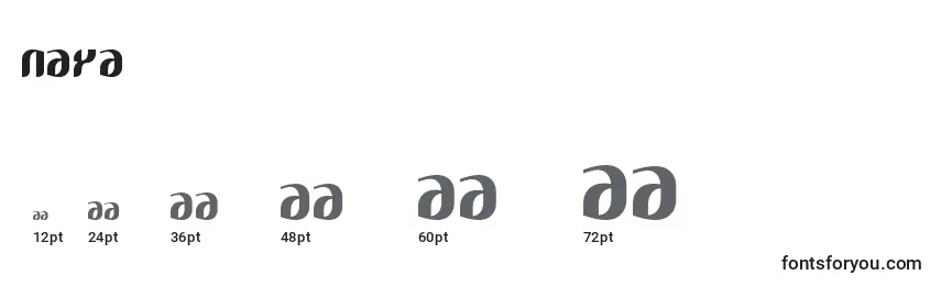 Размеры шрифта Naya