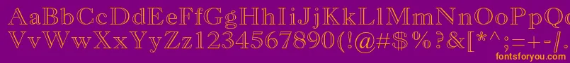 Fonte MonotypeoldstylemtstdBdout – fontes laranjas em um fundo violeta