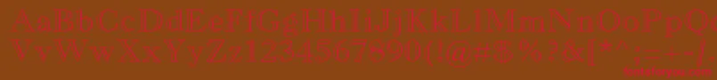 MonotypeoldstylemtstdBdout-Schriftart – Rote Schriften auf braunem Hintergrund