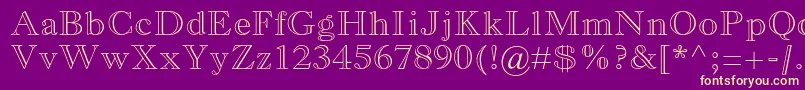 Fonte MonotypeoldstylemtstdBdout – fontes amarelas em um fundo roxo