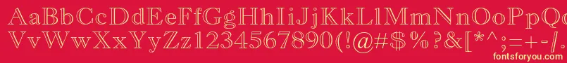 Fonte MonotypeoldstylemtstdBdout – fontes amarelas em um fundo vermelho