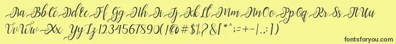 Fonte Nayla Script – fontes pretas em um fundo amarelo