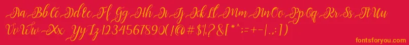 Nayla Script Font – Orange Fonts on Red Background