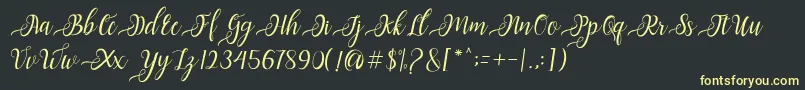 Nayla Script-Schriftart – Gelbe Schriften auf schwarzem Hintergrund