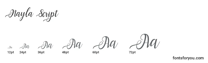 Размеры шрифта Nayla Script