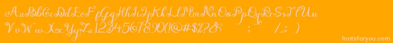 nayshilla-Schriftart – Rosa Schriften auf orangefarbenem Hintergrund