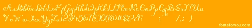 nayshilla-Schriftart – Gelbe Schriften auf orangefarbenem Hintergrund