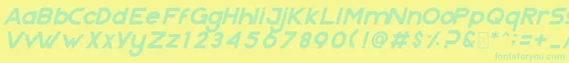 Nazegul Italic Font – Green Fonts on Yellow Background