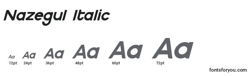Размеры шрифта Nazegul Italic