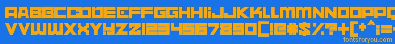 フォントnebulari – オレンジ色の文字が青い背景にあります。