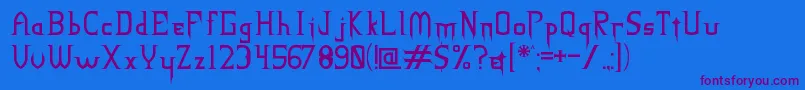 NECK ROMANCER Regular-Schriftart – Violette Schriften auf blauem Hintergrund