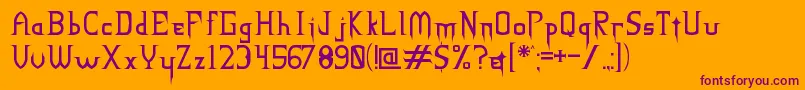 NECK ROMANCER Regular-fontti – violetit fontit oranssilla taustalla