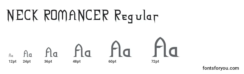 Размеры шрифта NECK ROMANCER Regular