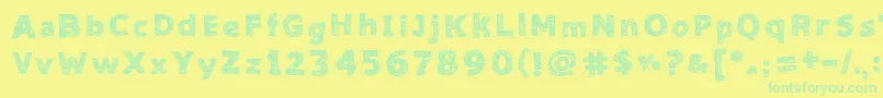 フォントNeedlework Good – 黄色い背景に緑の文字