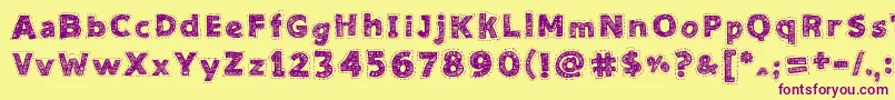 Needlework Good Font – Purple Fonts on Yellow Background