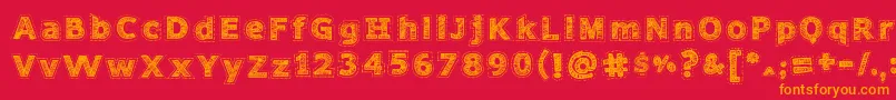 Needlework Perfect Font – Orange Fonts on Red Background