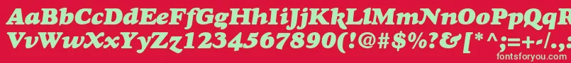 GoudyHeavyfaceItalic-Schriftart – Grüne Schriften auf rotem Hintergrund